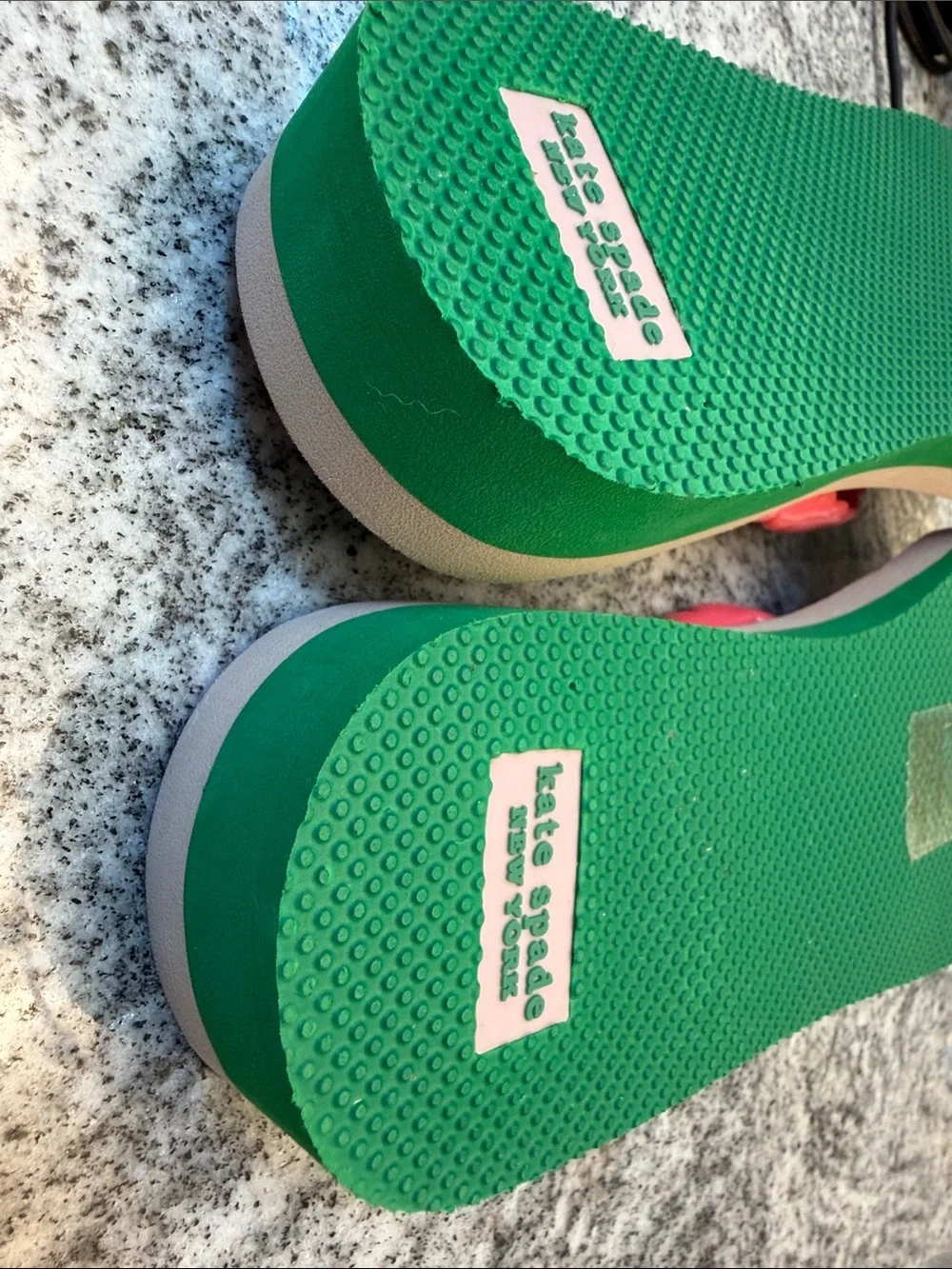 kate spade Pink, Coral & Green Scallop Strap Flip Flops